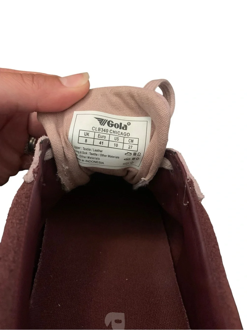 Gola Chicago Sneakers Women’s US 10 Pink Burgundy Retro Suede Nylon Trainers Y2K